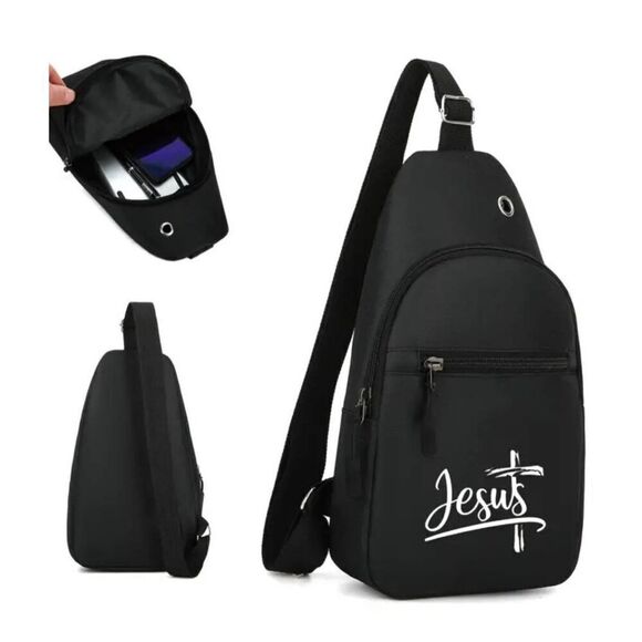 2/$30 Ladies Black Jesus Crossbody Bag - Picture 5 of 8